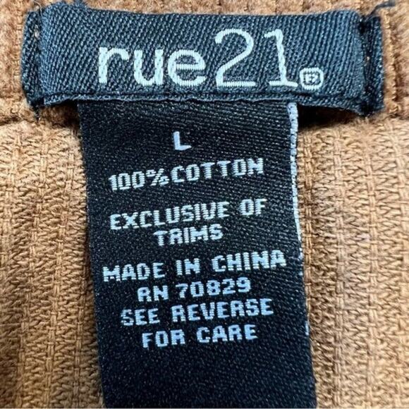 Rue 21 Women's Mini Skirt Corduroy Tan Large 100% Cotton - Picture 4 of 4